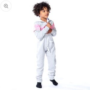 Kids Arctic Print Onesie (Grey with Pink)
